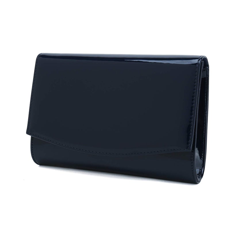 CHARMING TAILOR Patent Leather Flap Clutch for Women Classic Elegant Evening Bag Chic Dress Purse (Navy) - Image 2